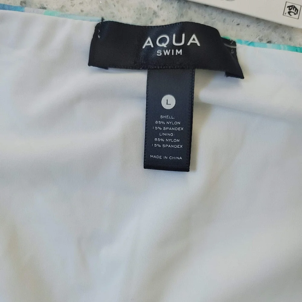 Aqua Swim Bikini Bottom Womens Large Teal Pink‎ Marble Print NWT Travel Resort